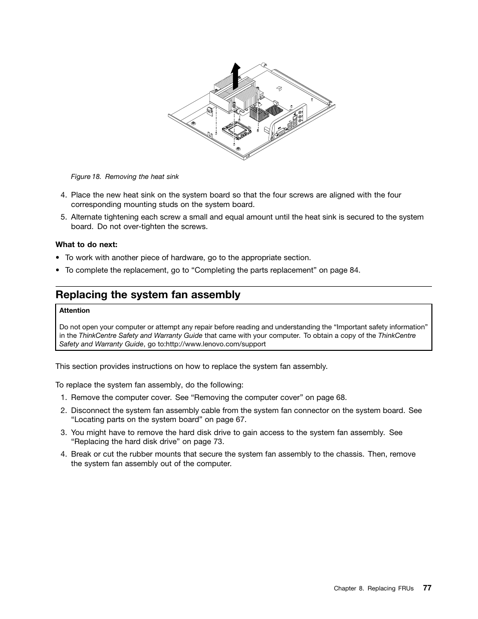 Replacing the system fan assembly | Lenovo 3980 User Manual | Page 83 / 110