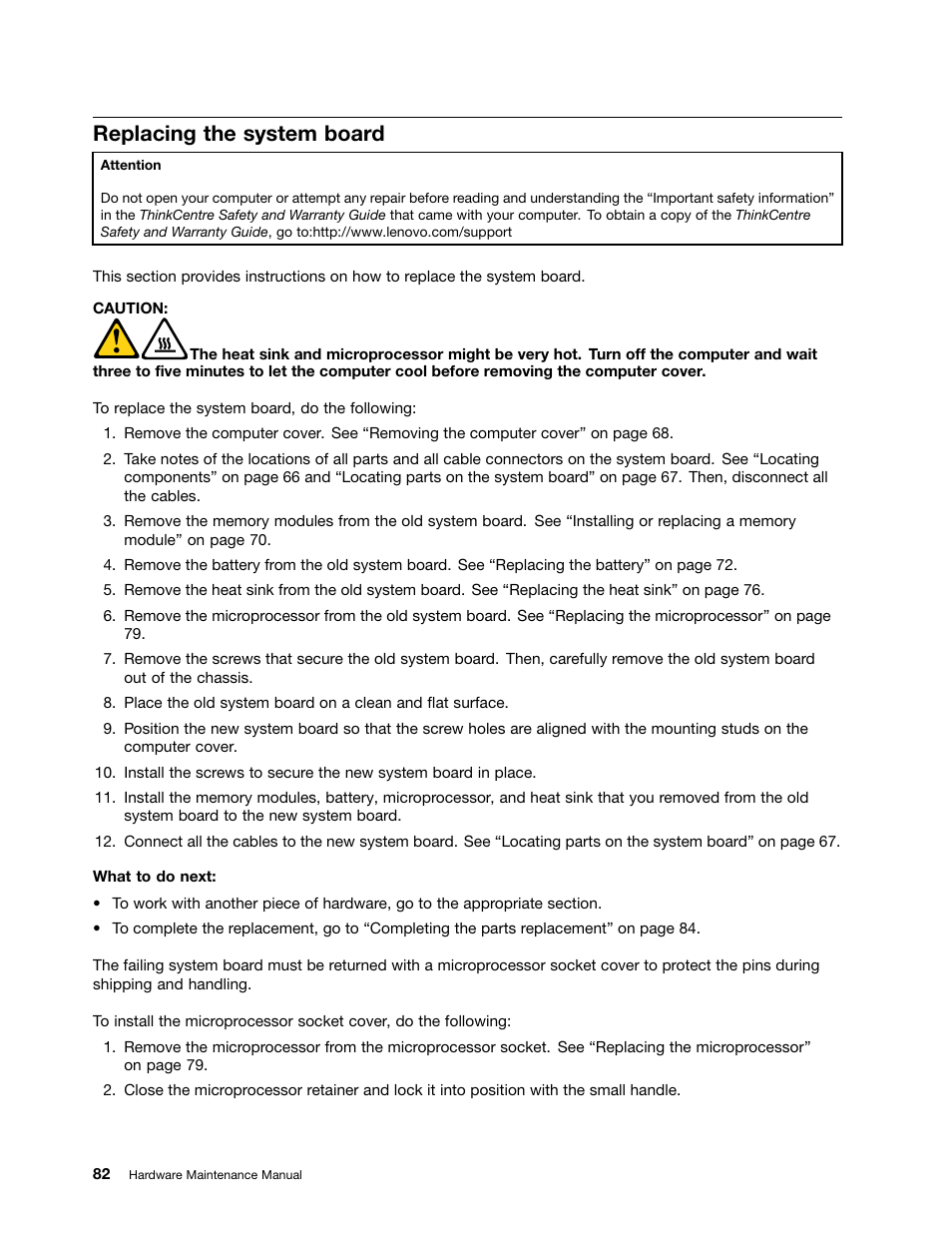 Replacing the system board | Lenovo 3980 User Manual | Page 88 / 110