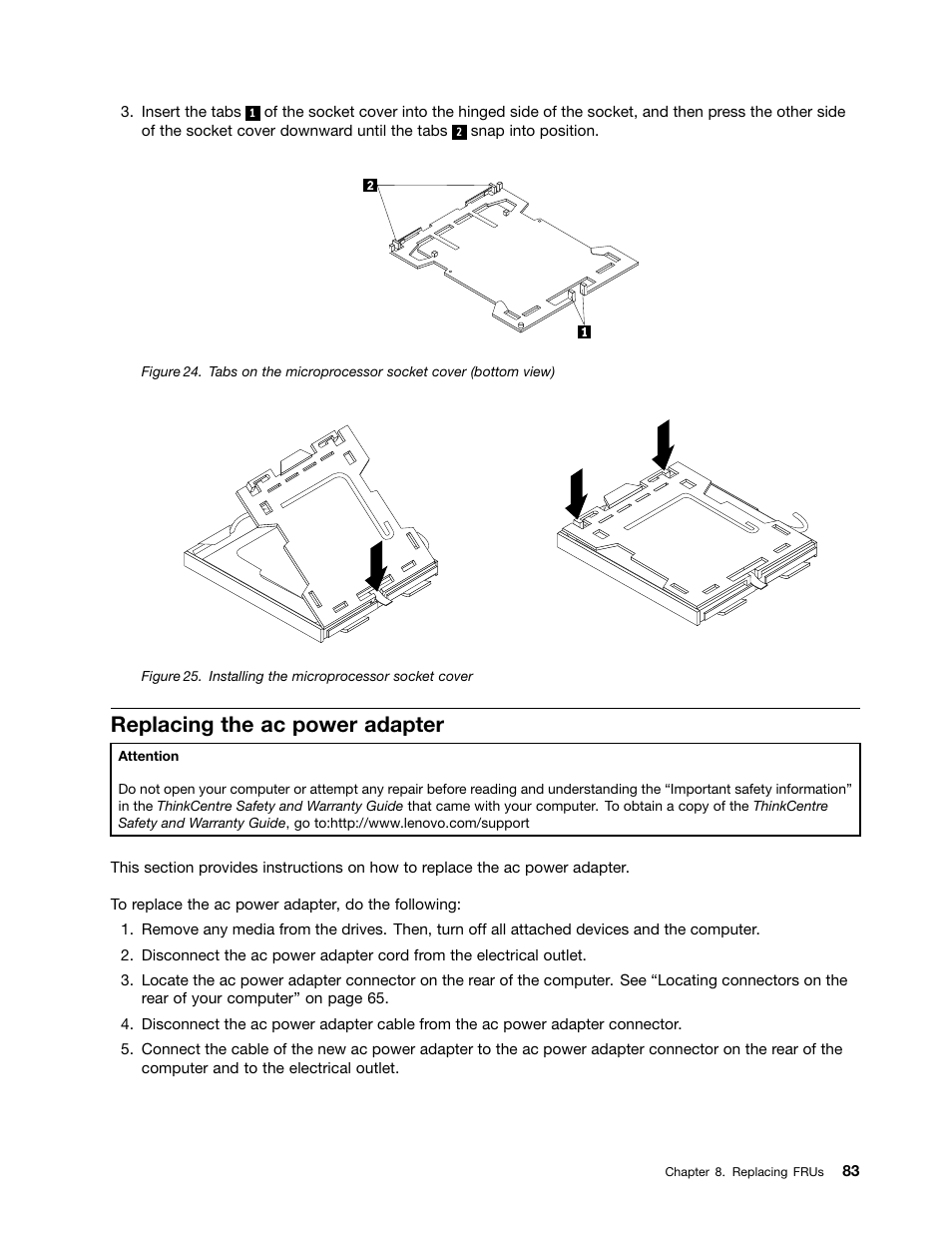 Replacing the ac power adapter | Lenovo 3980 User Manual | Page 89 / 110