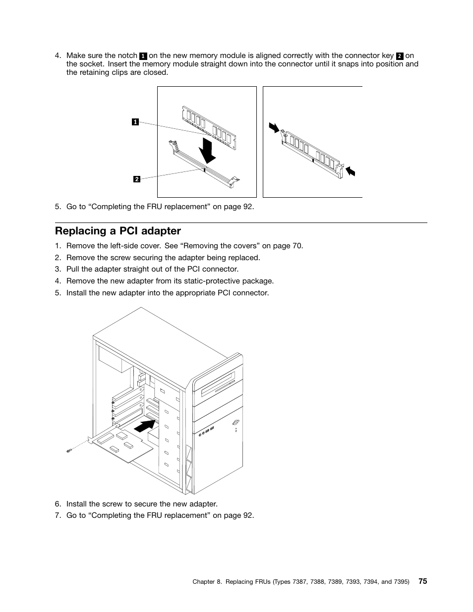 Replacing a pci adapter | Lenovo J SERIES 3000 User Manual | Page 81 / 200