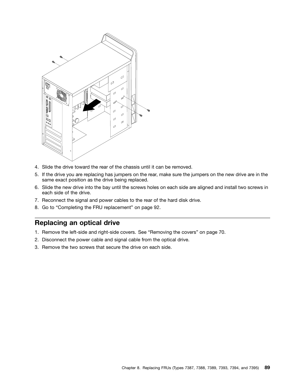 Replacing an optical drive | Lenovo J SERIES 3000 User Manual | Page 95 / 200