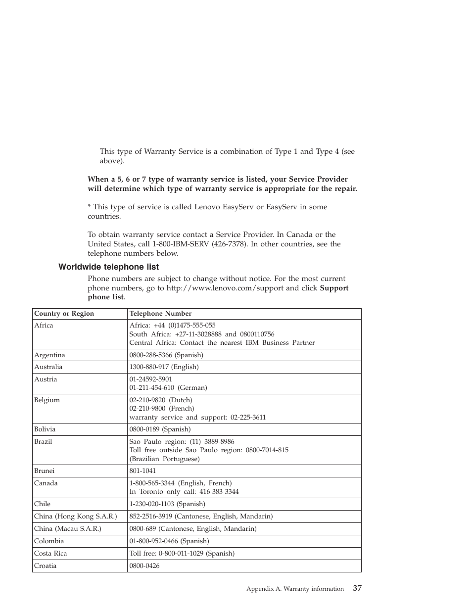 Worldwide telephone list, Worldwide, Telephone | List | Lenovo NONE FOUND 3000 V100 User Manual | Page 45 / 66
