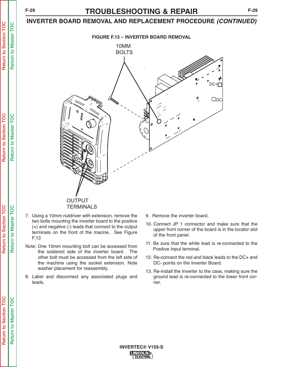 Troubleshooting & repair | Lincoln Electric V155-S User Manual | Page 61 / 78