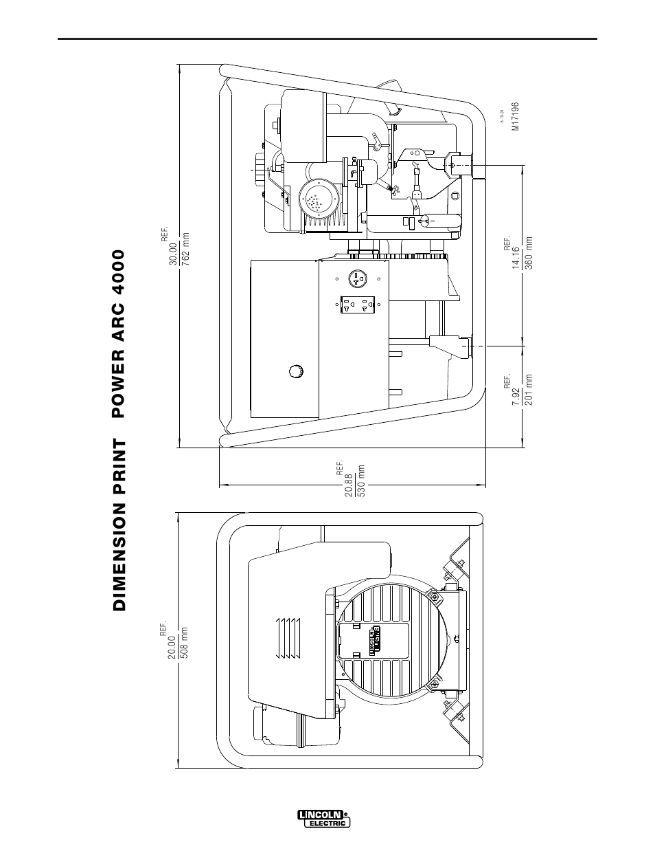 Diagrams, Power arc 4000 dimension print, Power-arc 4000 | Lincoln Electric POWER-ARC 4000 User Manual | Page 47 / 52