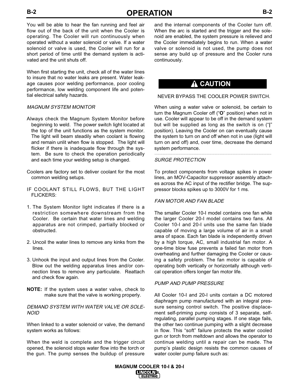 Operation, Caution | Lincoln Electric MAGNUM IM438-B User Manual | Page 20 / 32