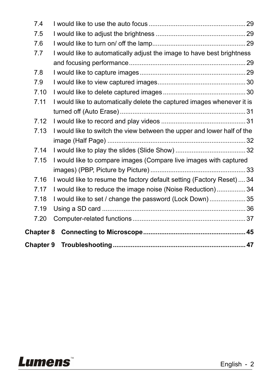 Lumens Technology DC260 User Manual | Page 3 / 49