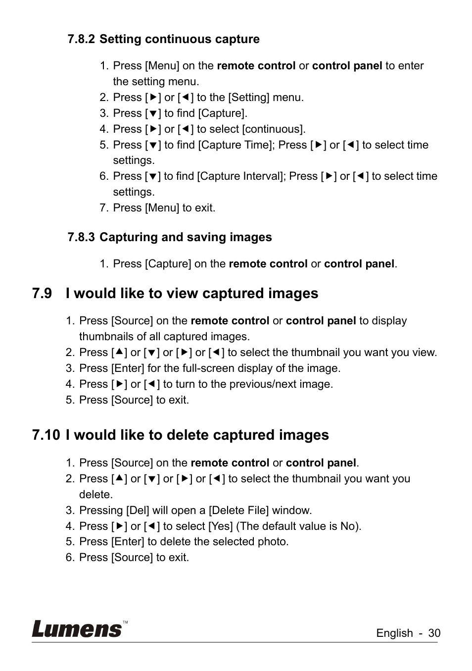 I would like to view captured images, I would like to delete captured images, 9 i would like to view captured images | 10 i would like to delete captured images | Lumens Technology DC260 User Manual | Page 31 / 49