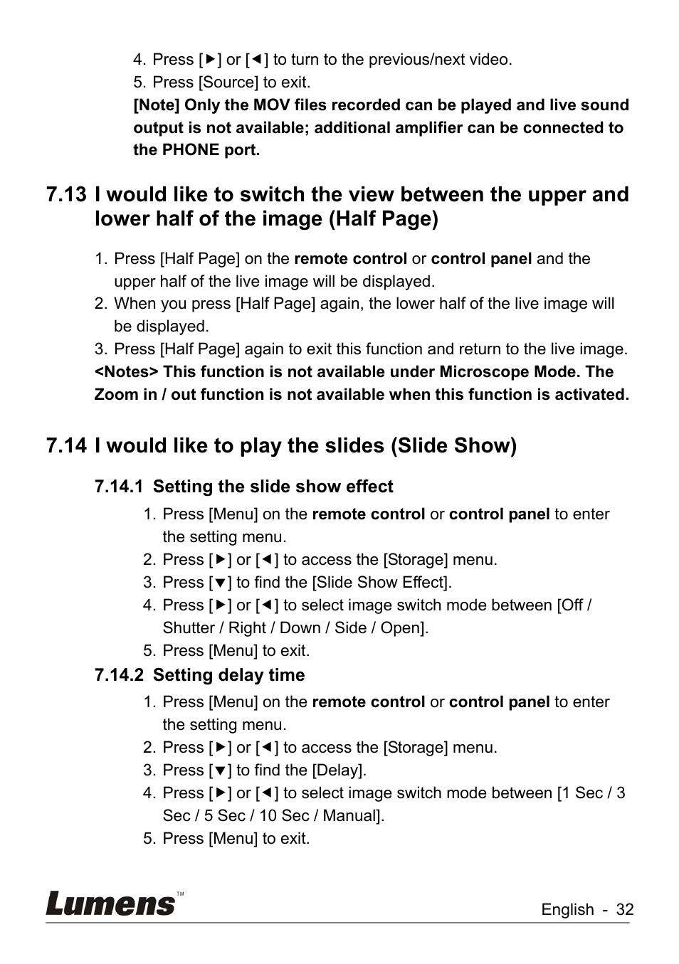 I would like to play the slides (slide show), 14 i would like to play the slides (slide show) | Lumens Technology DC260 User Manual | Page 33 / 49