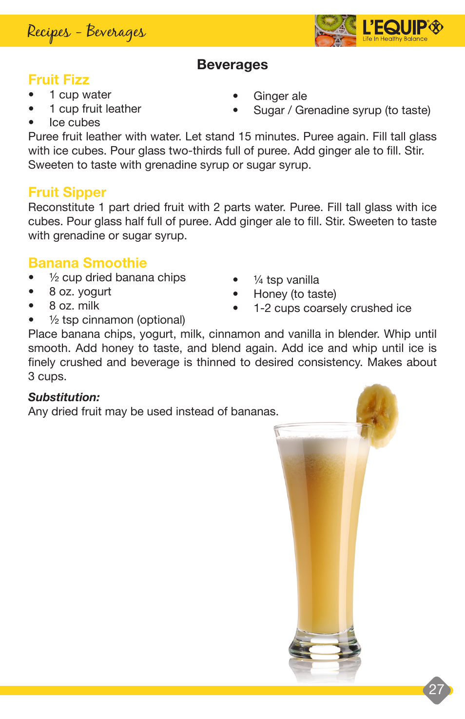 Recipes, Recipes - beverages | L'Equip EXPANDABLE 528 User Manual | Page 27 / 40