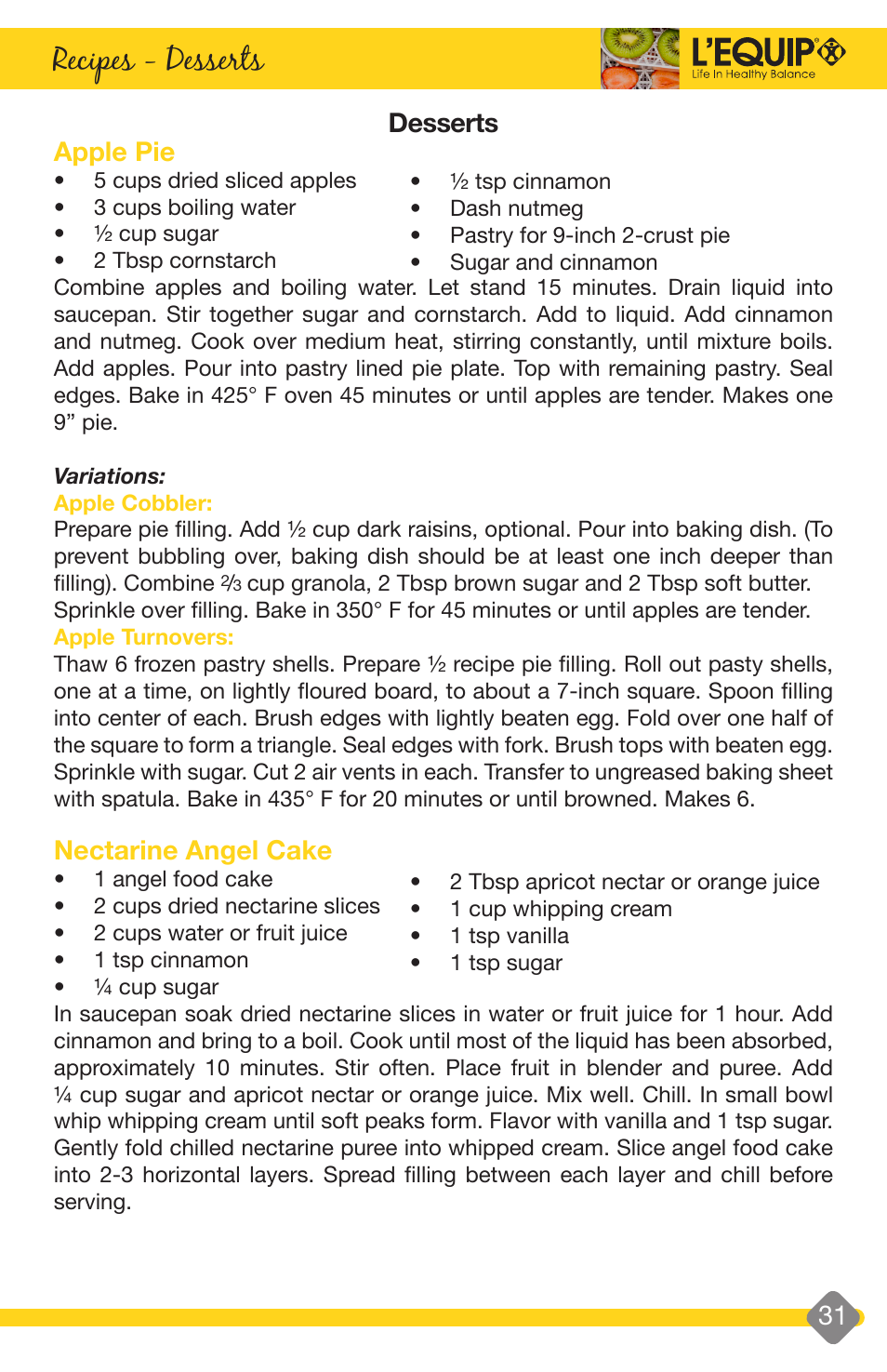 Recipes - desserts, Desserts spicy carrot cookies, Barb’s carrot cake | Cream cheese icing, Desserts apple pie, Nectarine angel cake | L'Equip EXPANDABLE 528 User Manual | Page 31 / 40