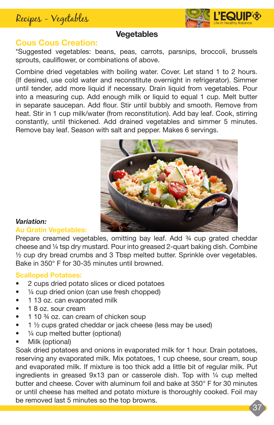 Recipes - snacks, Recipes - vegetables | L'Equip EXPANDABLE 528 User Manual | Page 37 / 40