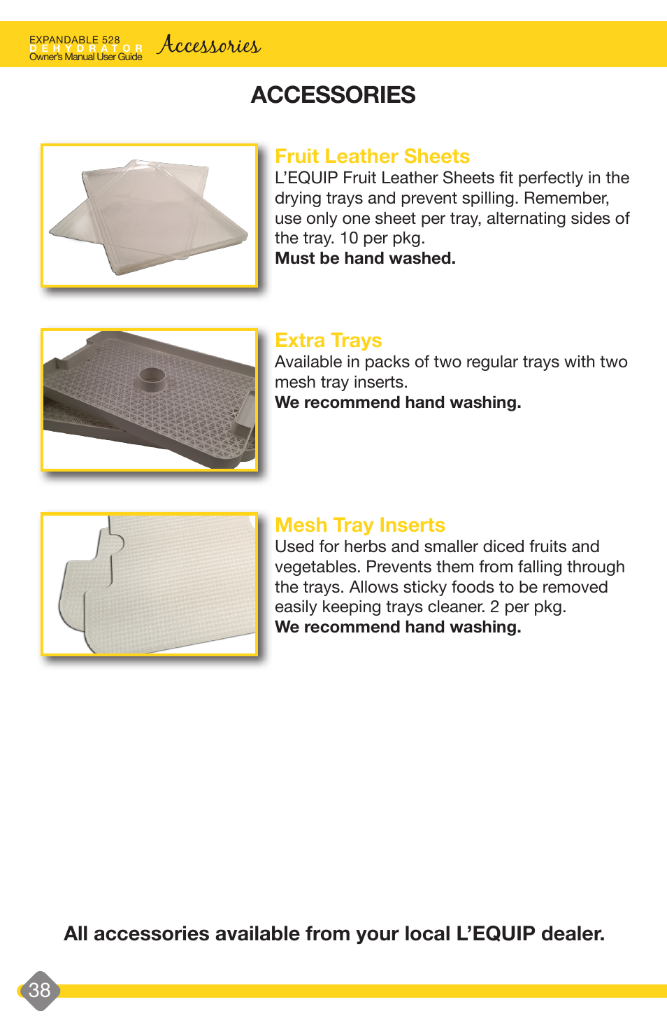 Accessories accessories, Warranty | L'Equip EXPANDABLE 528 User Manual | Page 38 / 40