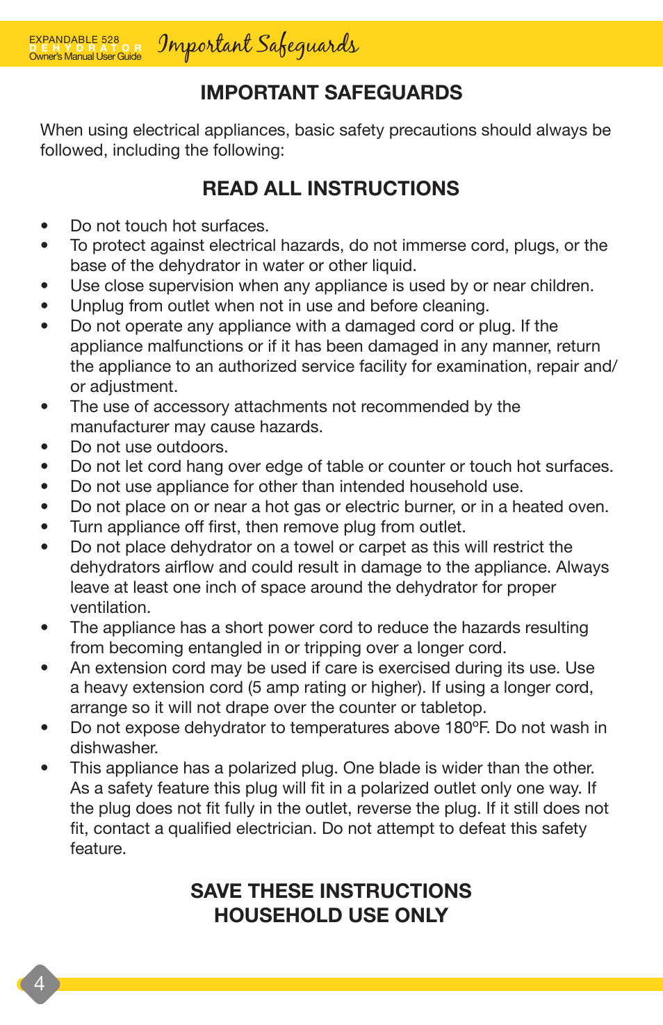 Important safeguards, Benefits of dehydrating, What is dehydration | Benefits of dehydrating food | L'Equip EXPANDABLE 528 User Manual | Page 4 / 40