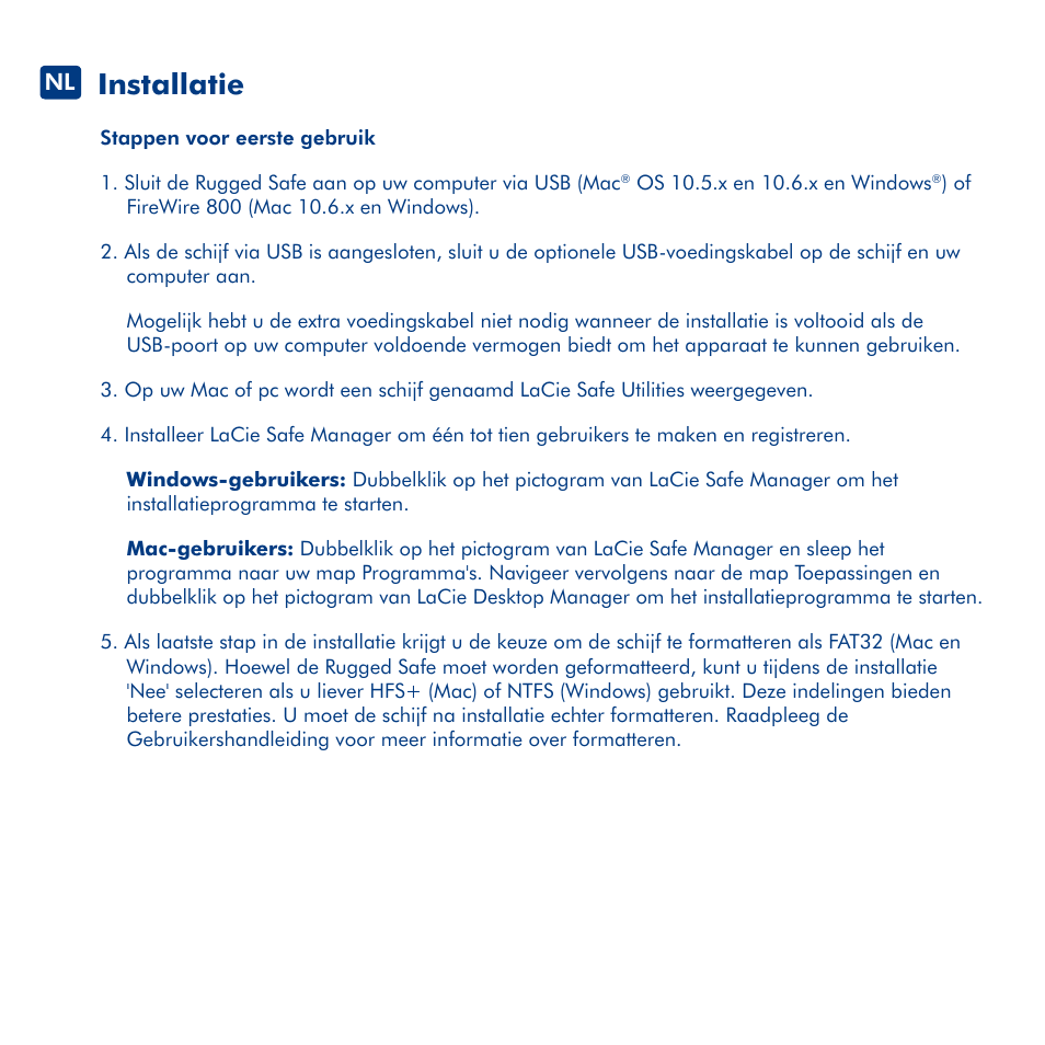 Installatie | LaCie Rugged Safe User Manual | Page 16 / 40