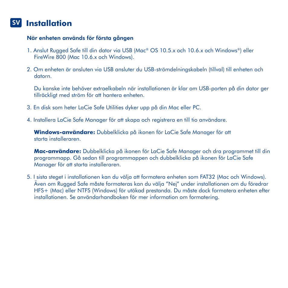 Installation | LaCie Rugged Safe User Manual | Page 20 / 40