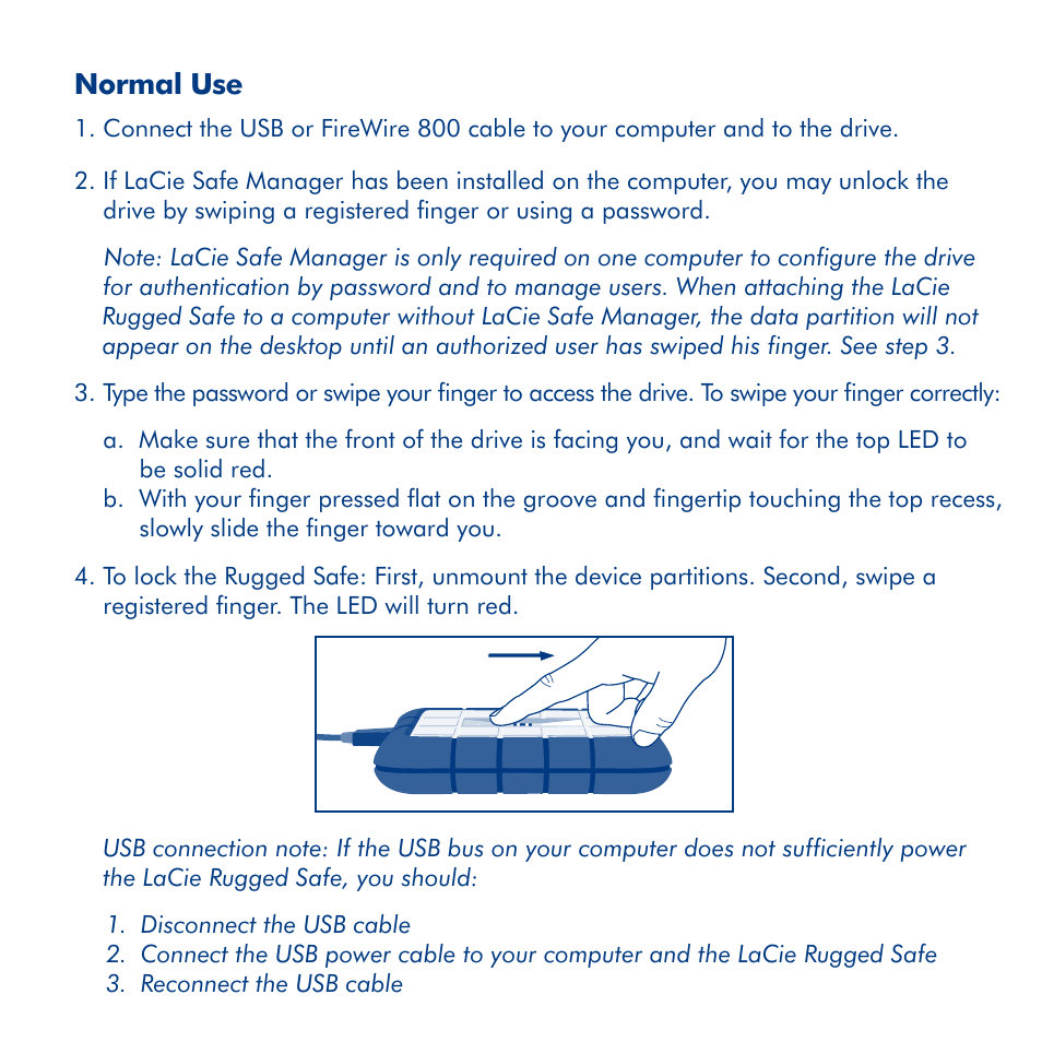 Normal use | LaCie Rugged Safe User Manual | Page 6 / 40