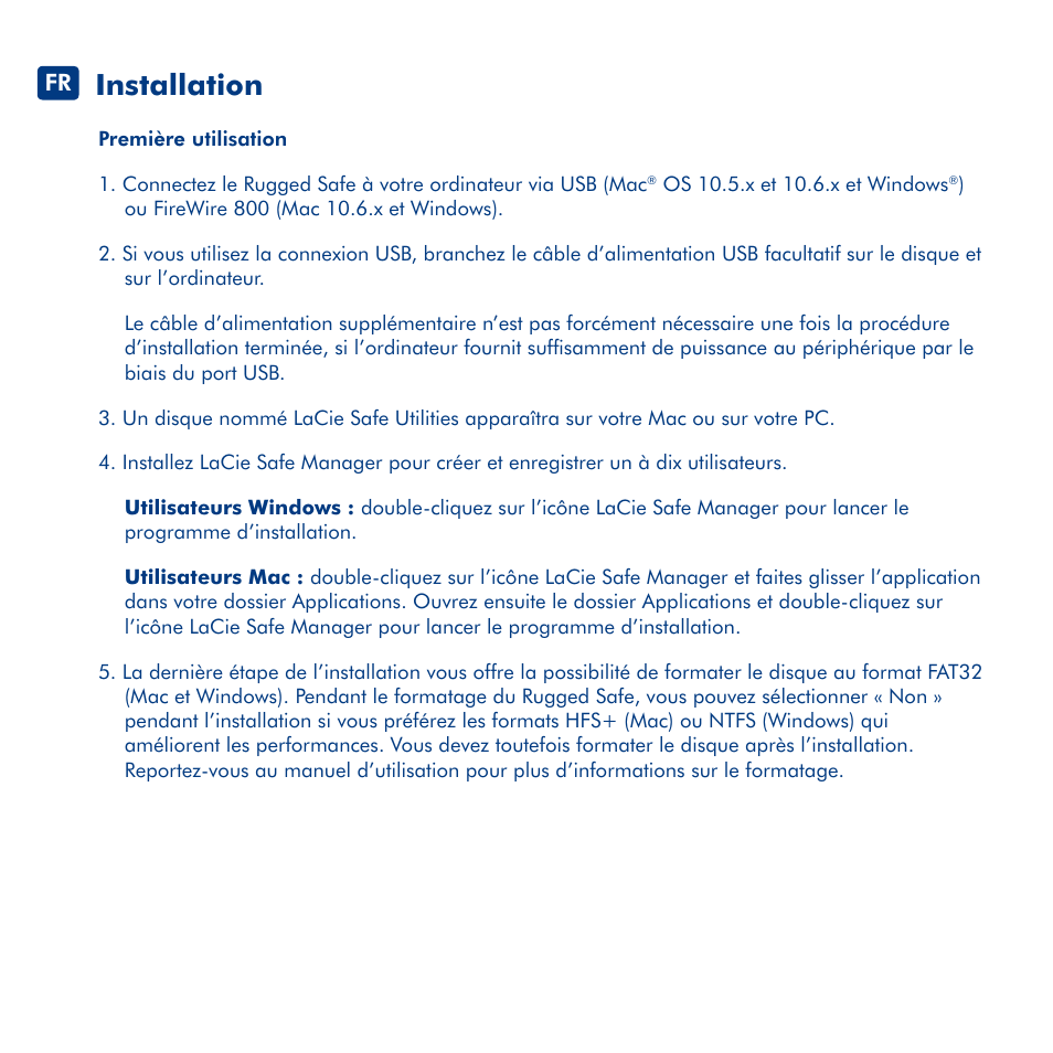 Installation | LaCie Rugged Safe User Manual | Page 8 / 40