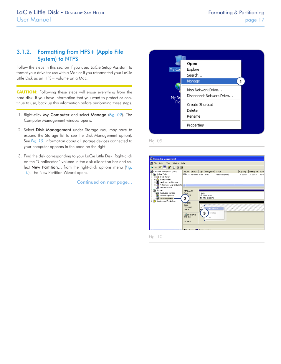 Formatting from hfs+ (apple file system) to ntfs, Format, Ting from hfs+ (apple file system) to ntfs | Lacie little disk, User manual | LaCie Little Big Disk User Manual | Page 17 / 27