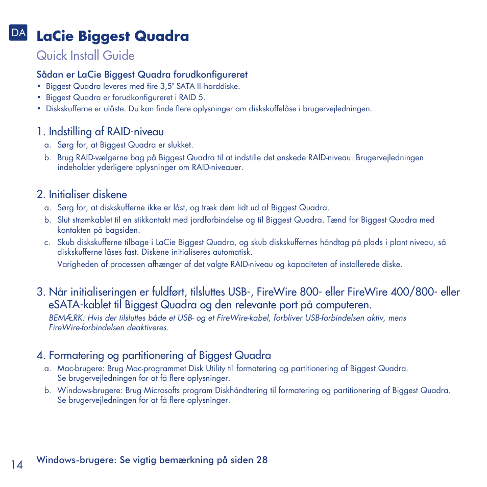 Lacie biggest quadra, Quick install guide | LaCie Biggest Quadra User Manual | Page 14 / 34