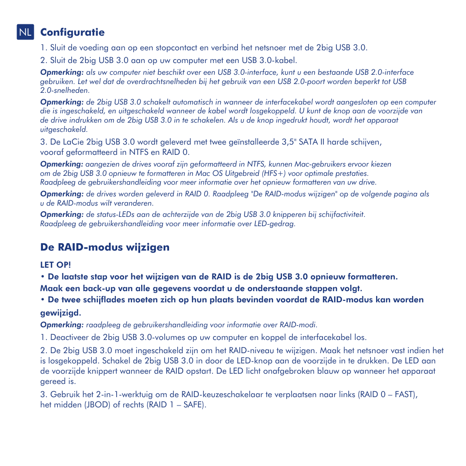 Configuratie, De raid-modus wijzigen | LaCie 2big USB 3.0 User Manual | Page 18 / 42