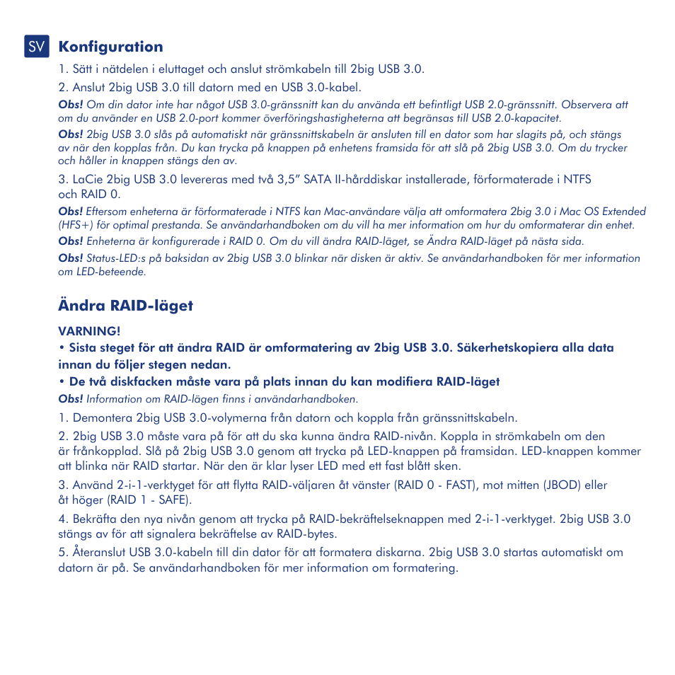 Konfiguration, Ändra raid-läget | LaCie 2big USB 3.0 User Manual | Page 22 / 42