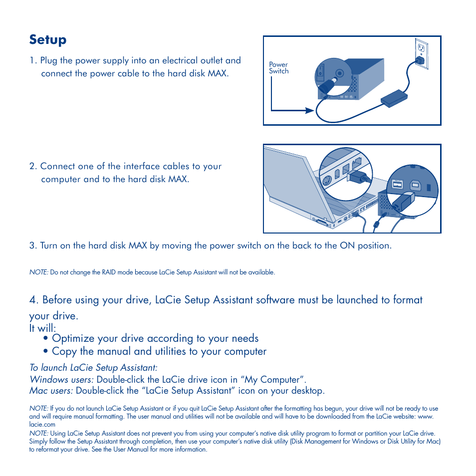 Setup | LaCie Hard Disk MAX User Manual | Page 5 / 44