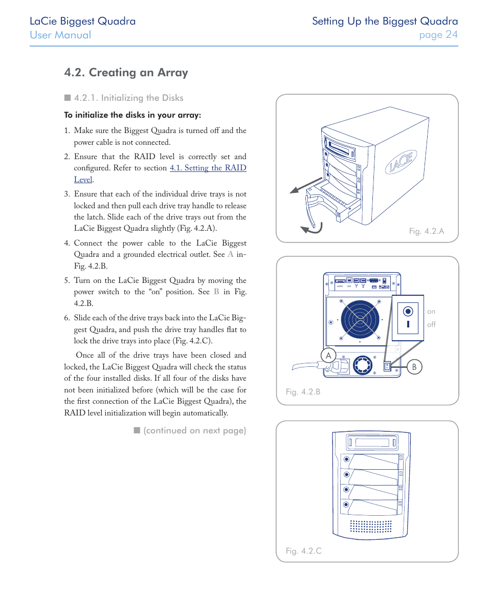 Creating an array, Initializing the disks | LaCie FIREWIRE 800/400 User Manual | Page 25 / 59