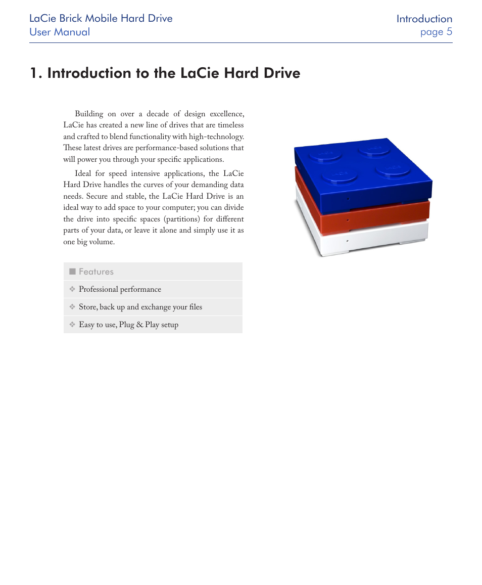 Introduction to the lacie hard drive | LaCie Drive User Manual | Page 5 / 28