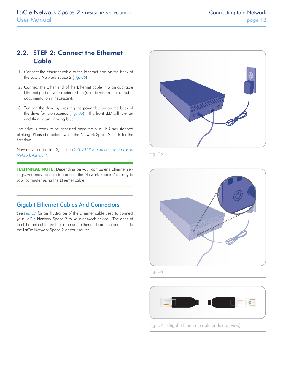 Step 2: connect the ethernet cable, Step 2: connect the ethernet, Cable | Lacie network space 2, User manual | LaCie 2 User Manual | Page 12 / 65