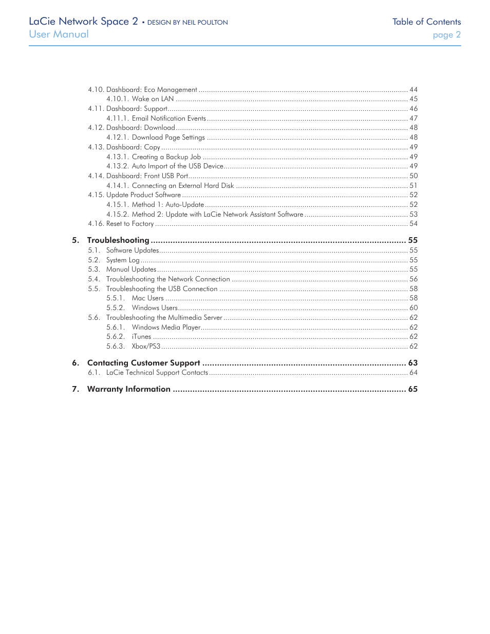 Lacie network space 2, User manual | LaCie 2 User Manual | Page 2 / 65