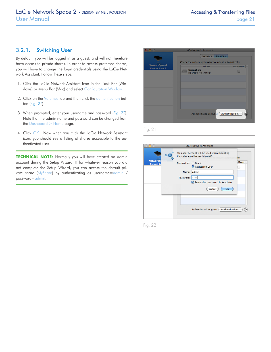 Switching user, Switch, Ing user | Lacie network space 2, User manual | LaCie 2 User Manual | Page 21 / 65