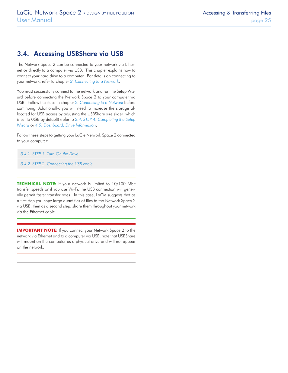 Accessing usbshare via usb, Lacie network space 2, User manual | LaCie 2 User Manual | Page 25 / 65