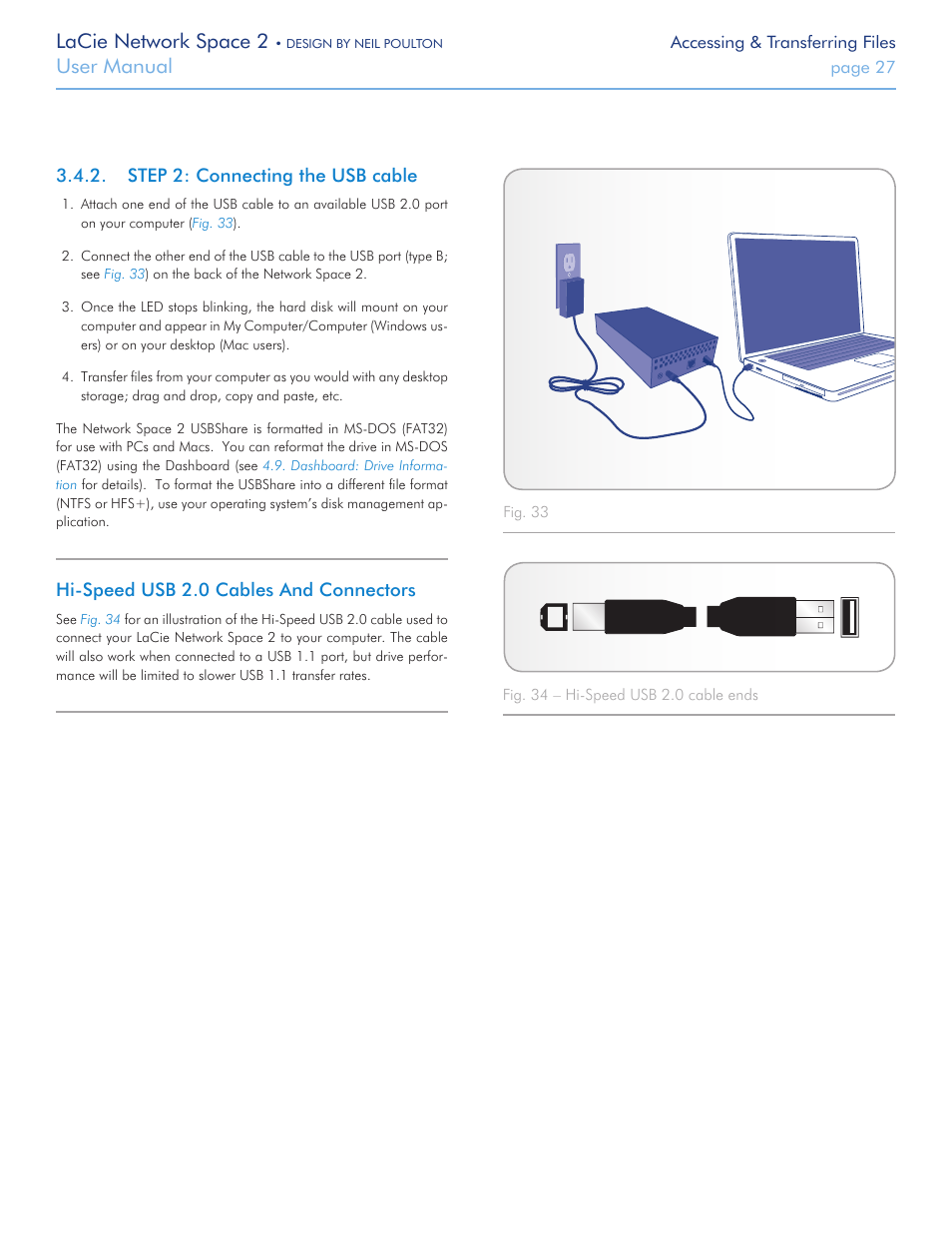 Step 2: connecting the usb cable, Step 2: connecting the usb, Cable | Lacie network space 2, User manual | LaCie 2 User Manual | Page 27 / 65