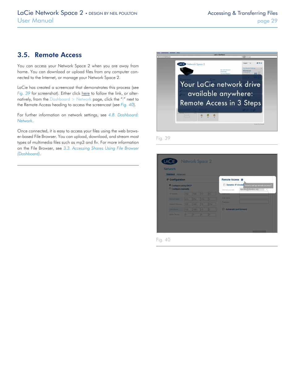 Remote access, Lacie network space 2, User manual | LaCie 2 User Manual | Page 29 / 65
