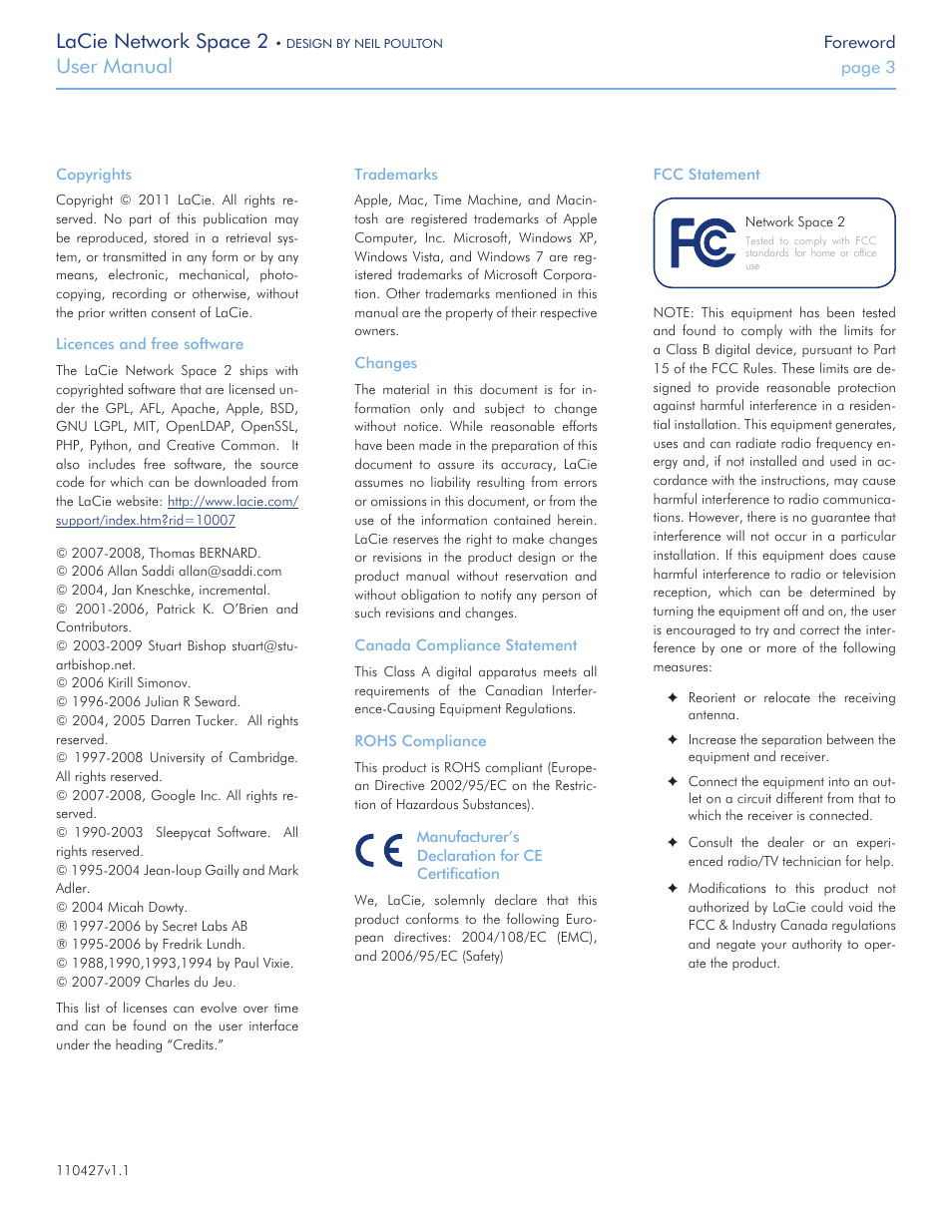 Lacie network space 2, User manual | LaCie 2 User Manual | Page 3 / 65