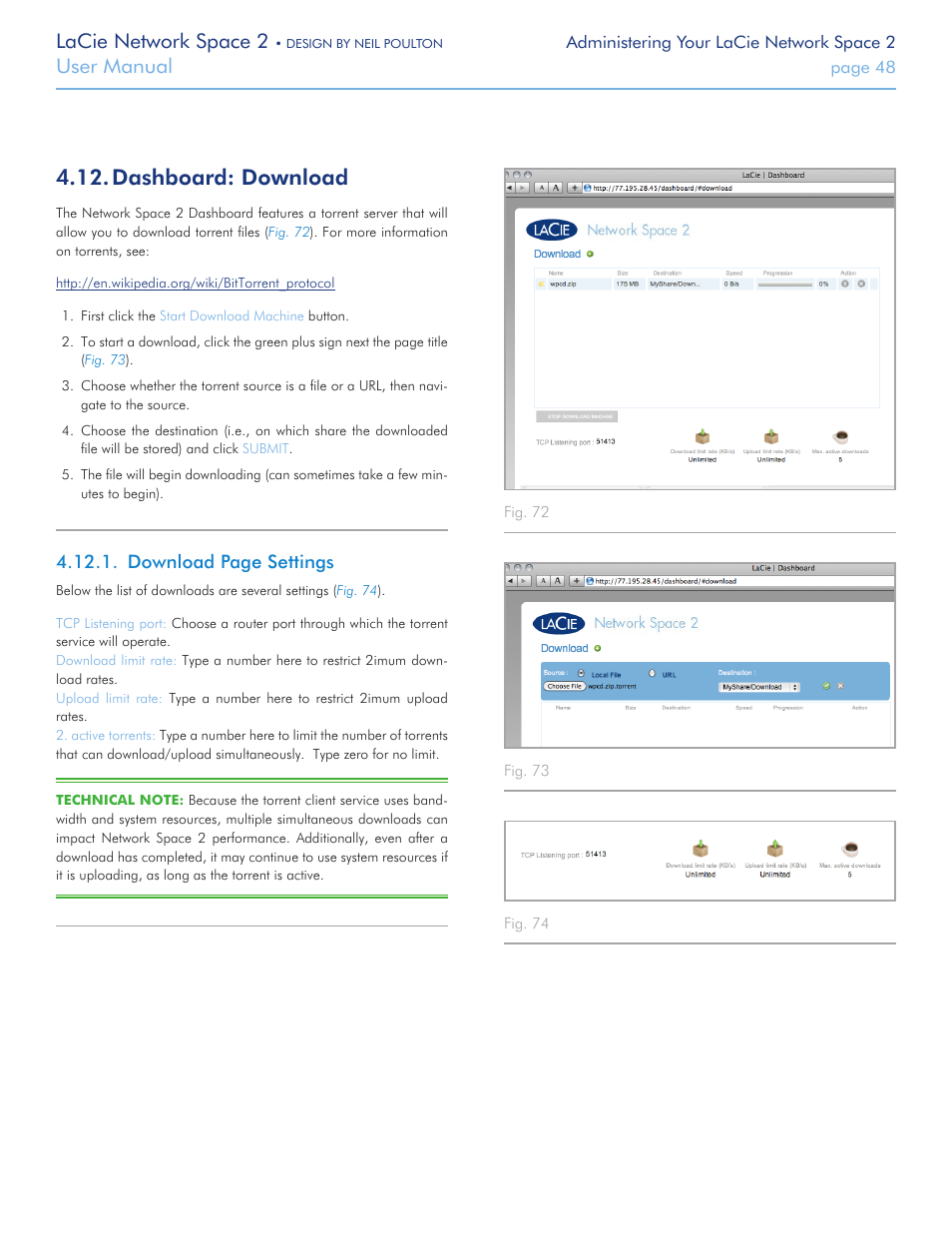 Dashboard: download, Lacie network space 2, User manual | LaCie 2 User Manual | Page 48 / 65