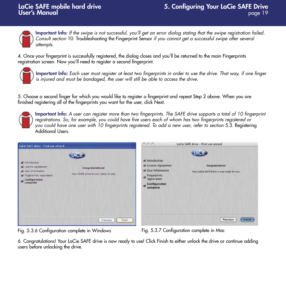 Configuring your lacie safe drive, Lacie safe mobile hard drive user’s manual | LaCie 1.0 User Manual | Page 20 / 51