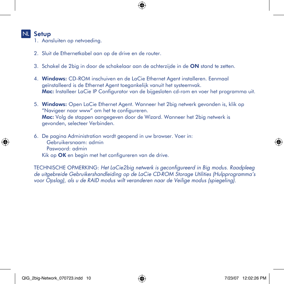 Setup | LaCie 2big network User Manual | Page 10 / 24