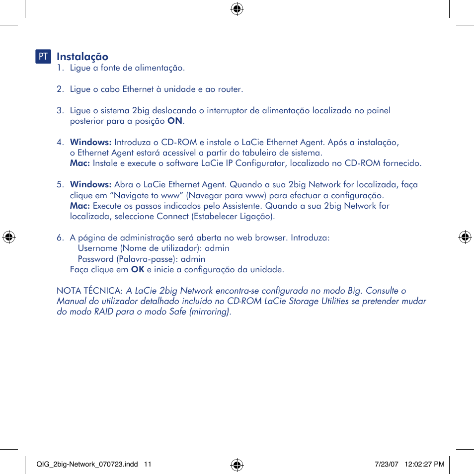 Instalação | LaCie 2big network User Manual | Page 11 / 24