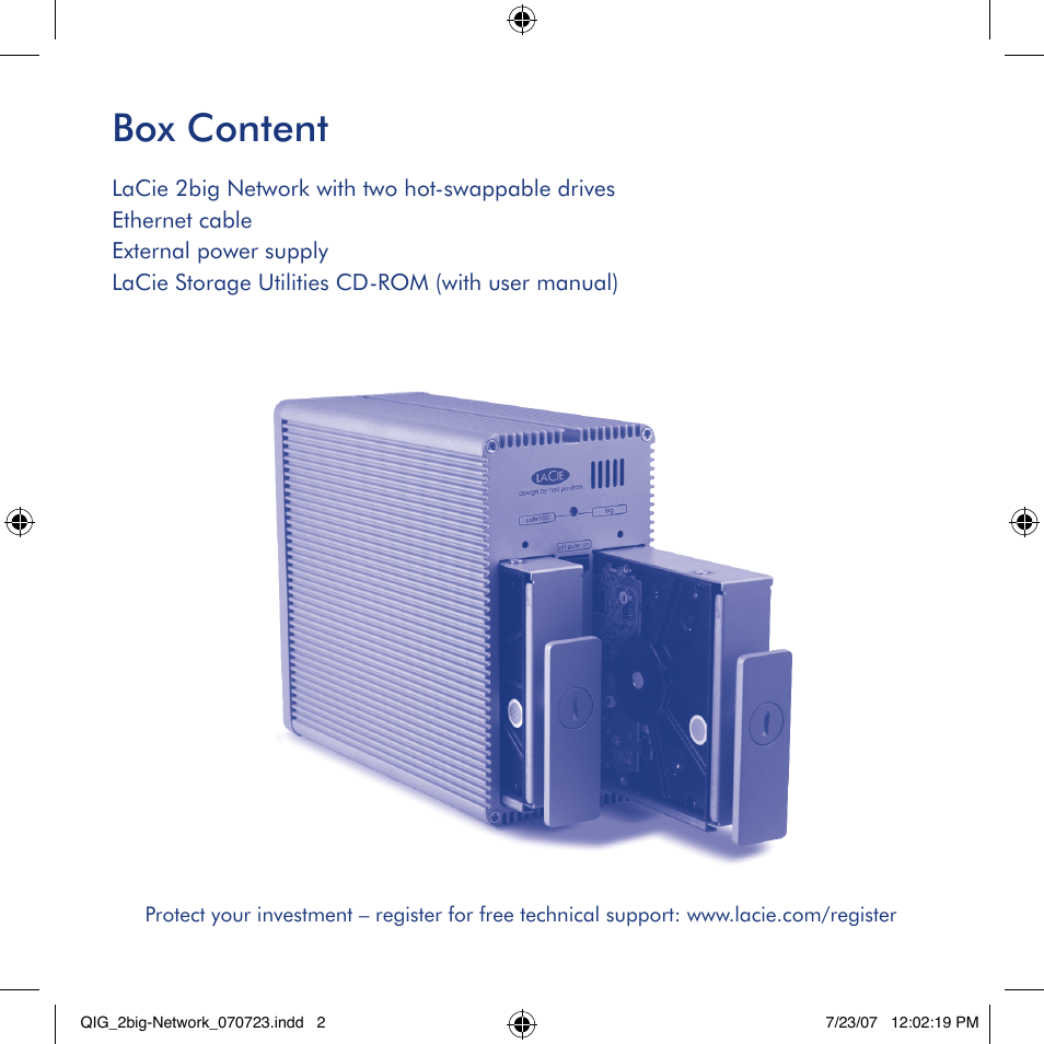 Box content | LaCie 2big network User Manual | Page 2 / 24