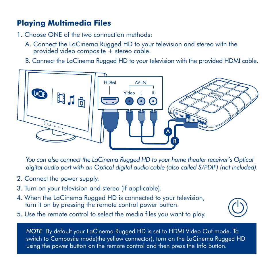 Playing multimedia files | LaCie LaCinema Rugged HD User Manual | Page 5 / 24