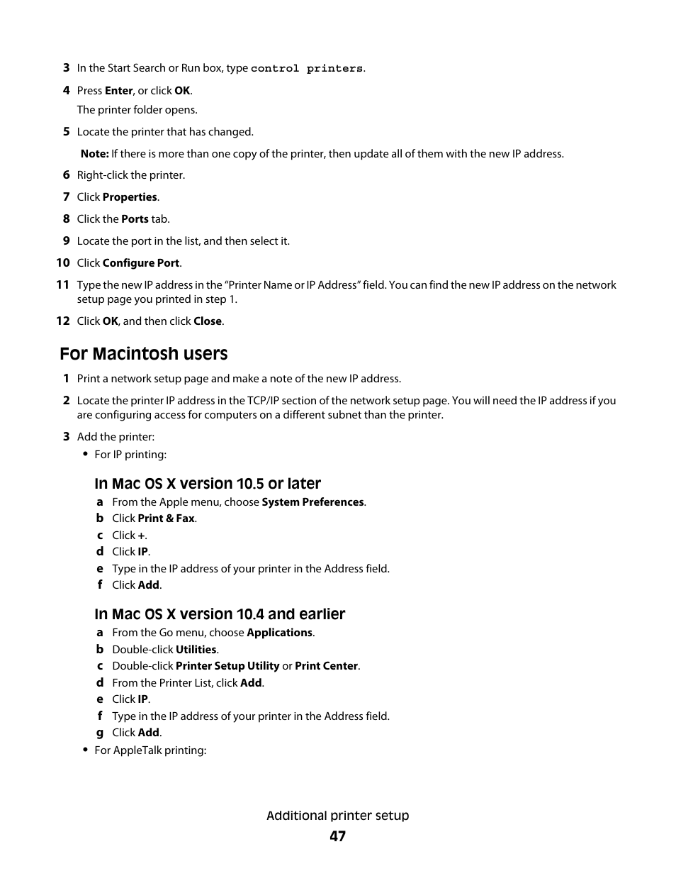 For macintosh users | Lexmark 280 User Manual | Page 47 / 217