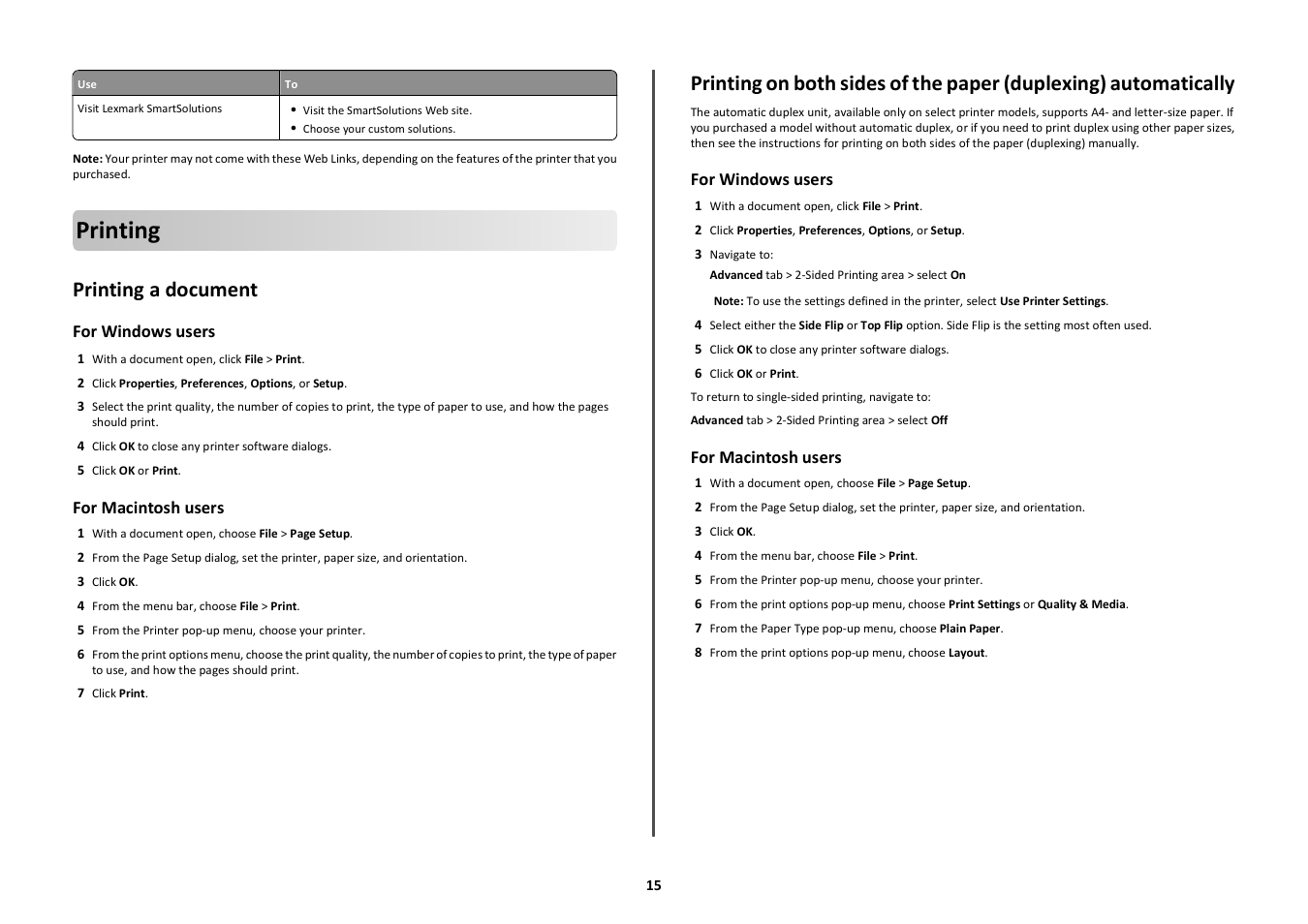 Printing, Printing a document | Lexmark Prospect Pro208 User Manual | Page 15 / 27