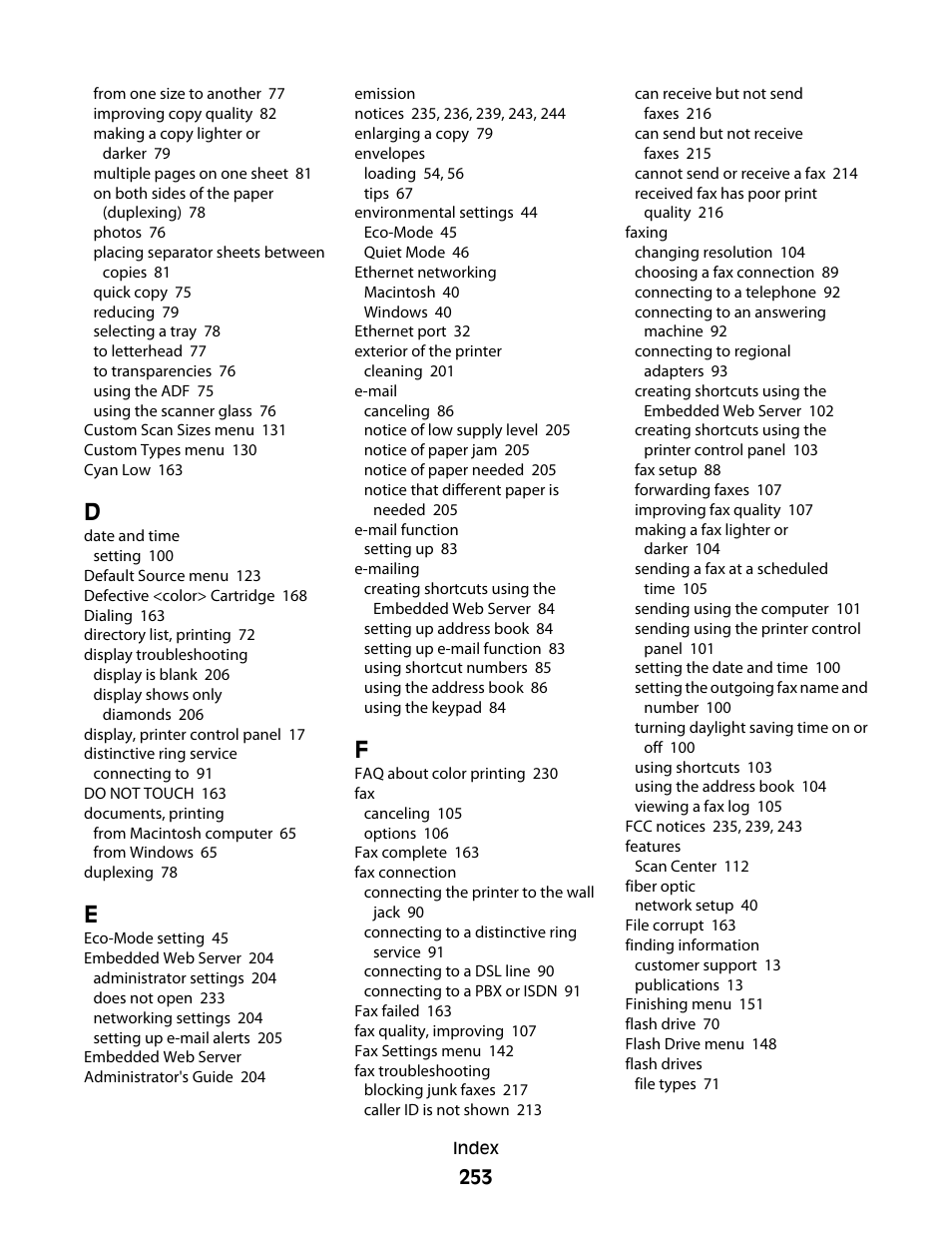 Lexmark 382 User Manual | Page 253 / 258