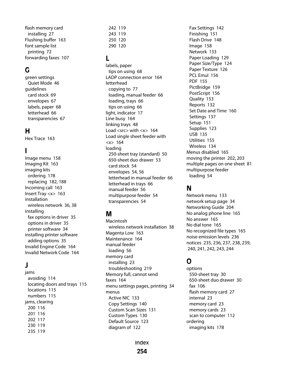 Lexmark 382 User Manual | Page 254 / 258