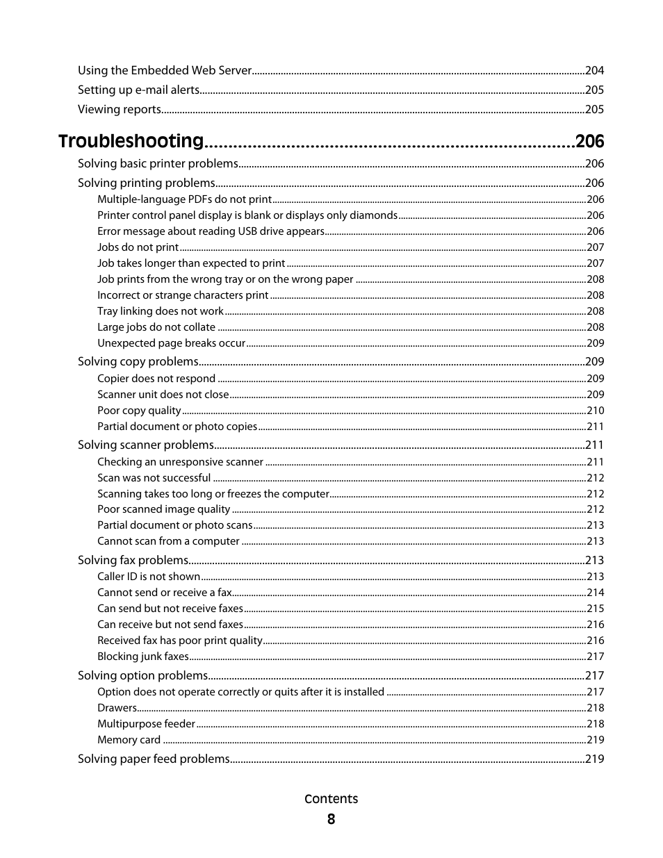 Troubleshooting | Lexmark 382 User Manual | Page 8 / 258