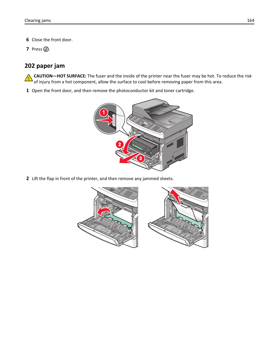 202 paper jam | Lexmark 436 User Manual | Page 164 / 235