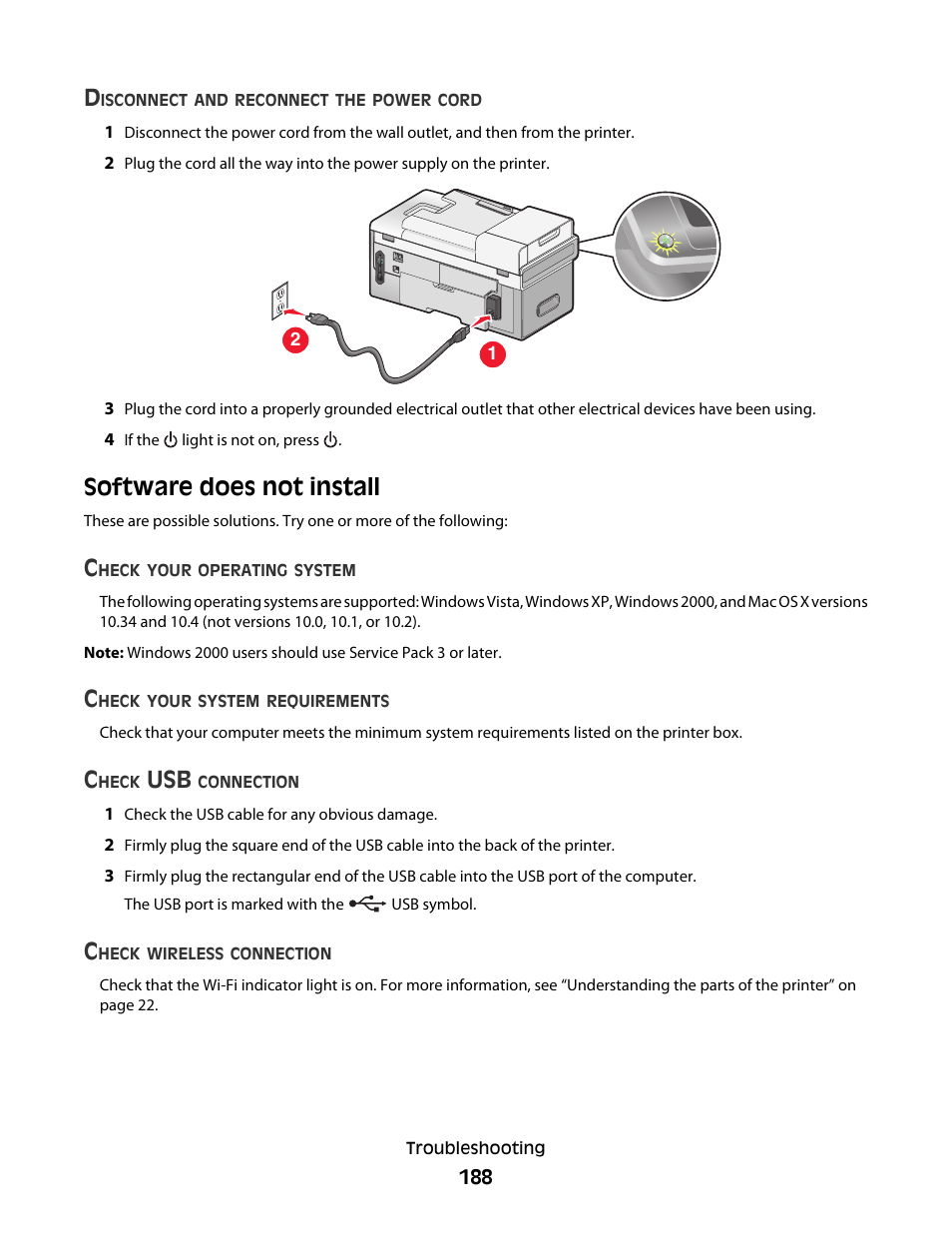 Software does not install | Lexmark 9500 Series User Manual | Page 188 / 290