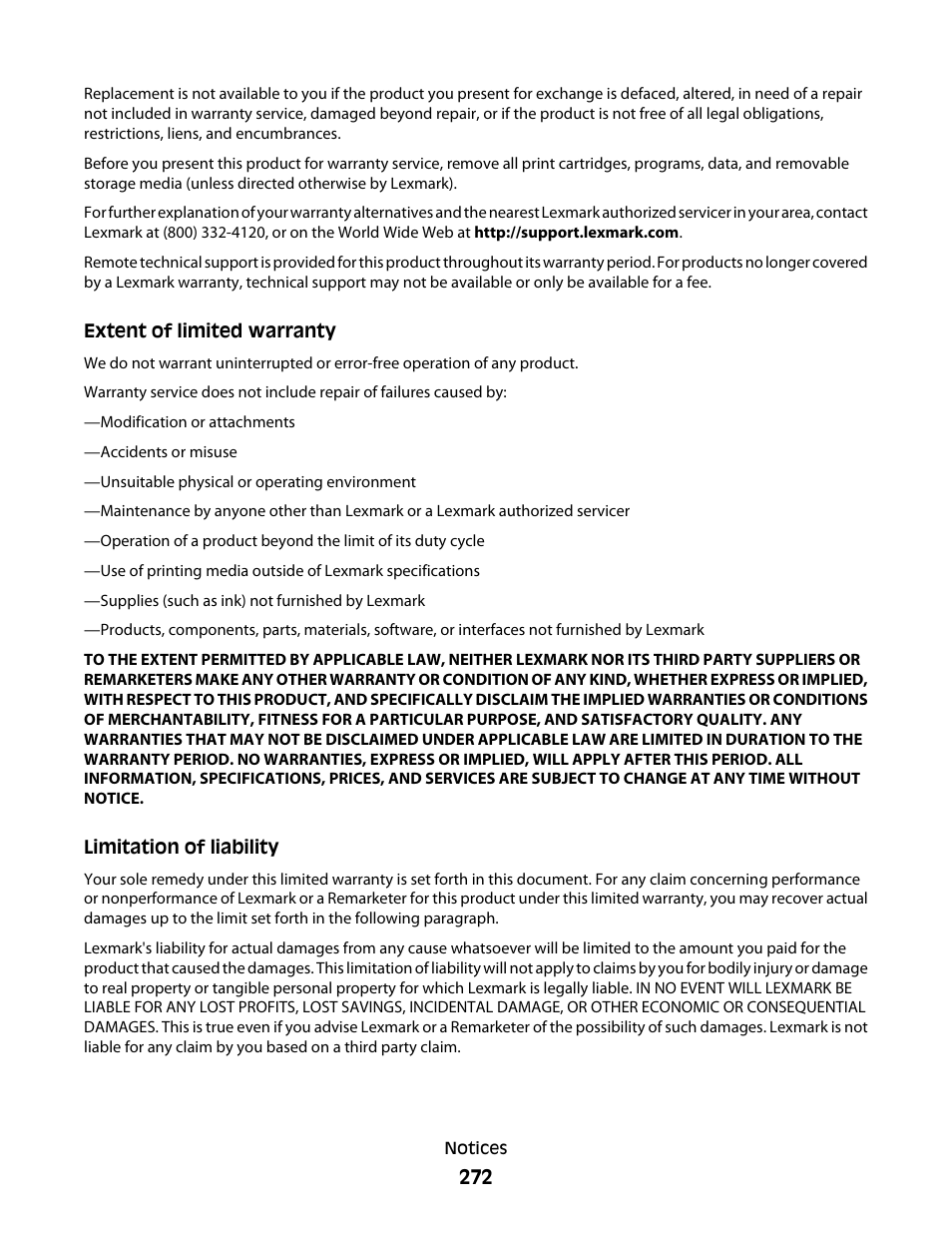 Lexmark 9500 Series User Manual | Page 272 / 290