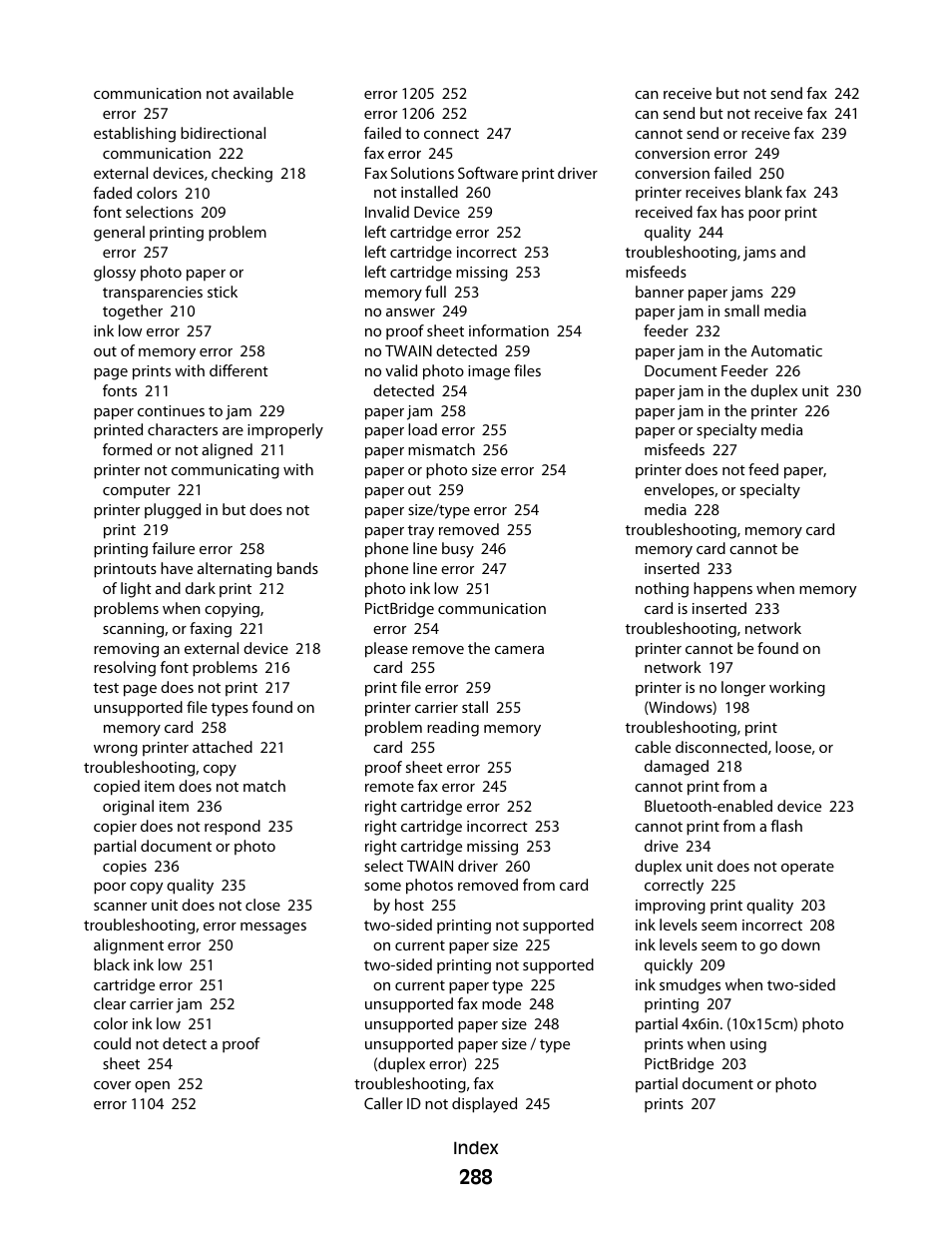 Lexmark 9500 Series User Manual | Page 288 / 290